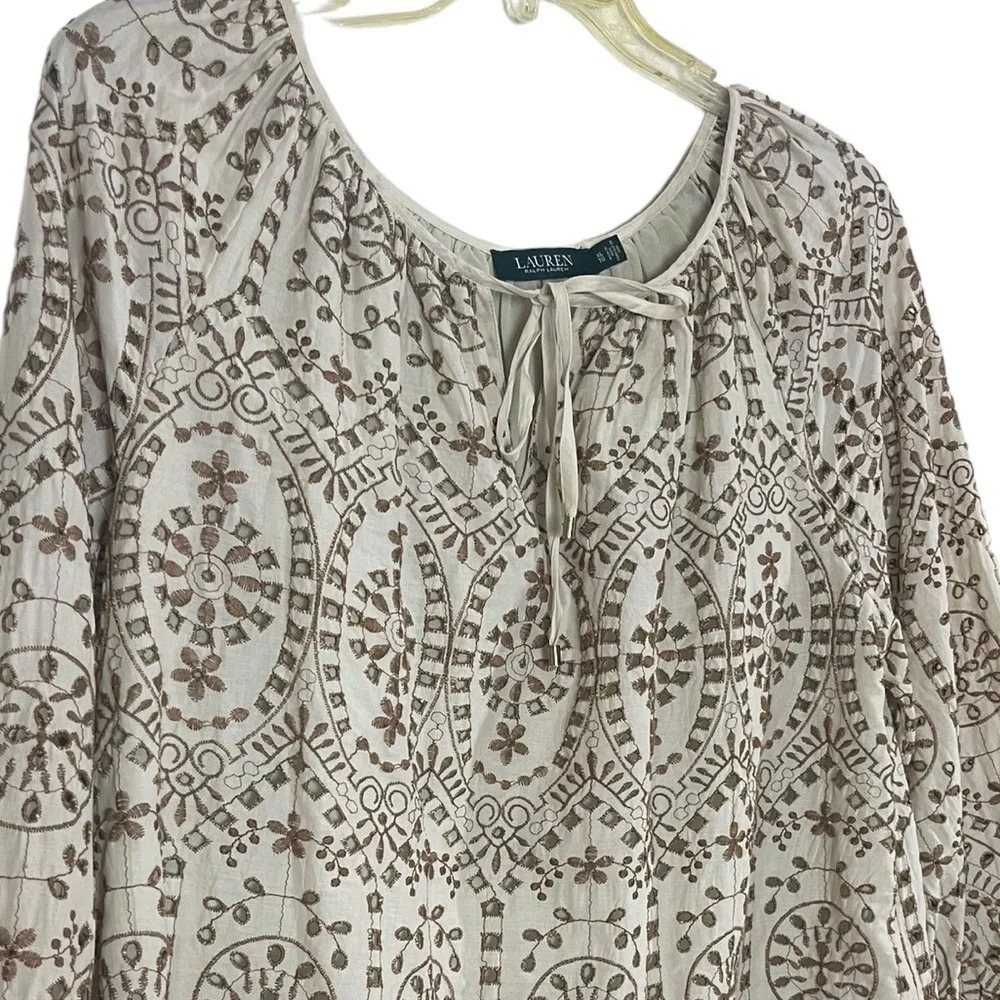 Lauren Ralph Lauren cotton eyelet raglan sleeve top. Size XL GUC to EUC - Picture 9 of 12